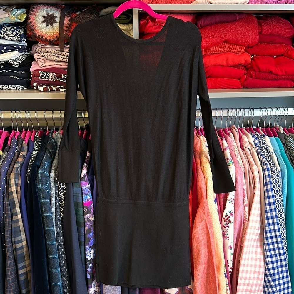WHBM black sweater dress with V back. Size XXS. NWT